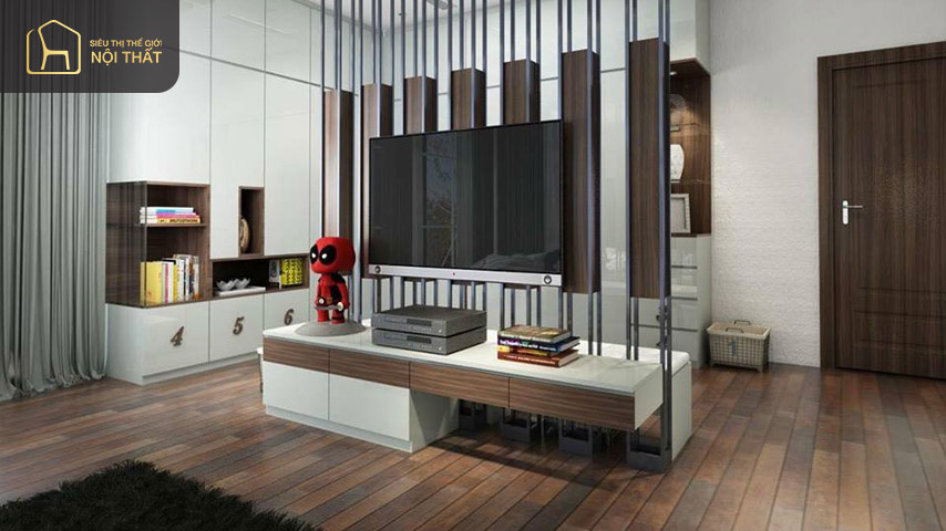 Top 15+ mẫu vách tivi phòng khách hot nhất 2023 9 Mẫu vách tivi phòng khách hiện đại tinh tế kiệm giản