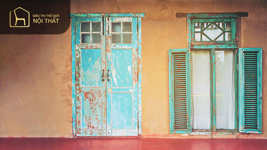 Vintage là gì? Đặc trưng phong cách nội thất Vintage 15 Những chiếc cửa được sơn màu và bài trí đặc trưng theo phong cách Vintage