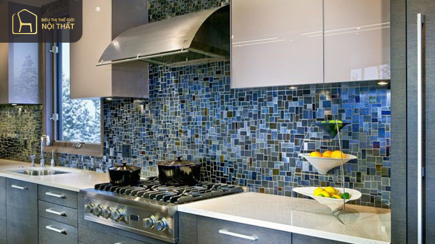 Gạch ốp bếp – Sản phẩm không thể thiếu trong căn bếp nhỏ 7 Gạch mosaic đem không gian nghệ thuật vào trong căn bếp