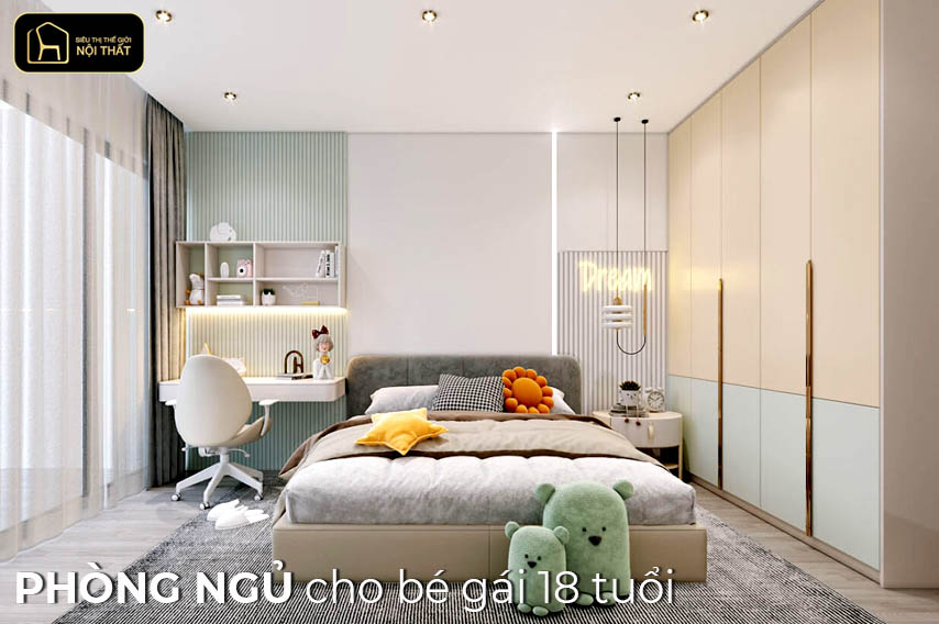 phòng ngủ cho bé gái 18 tuổi