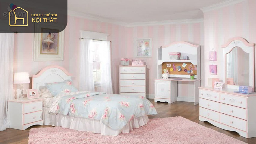 Một căn phòng ngủ cute thể hiện rõ nhất qua cách sử dụng màu sắc chủ đạo trong phòng Một căn phòng ngủ cute thể hiện rõ nhất qua cách sử dụng màu sắc chủ đạo trong phòng