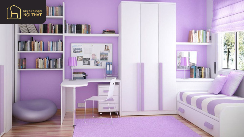 Phòng ngủ sắc tím khoai môn được lựa chọn khá nhiều Phòng ngủ sắc tím khoai môn được lựa chọn khá nhiều