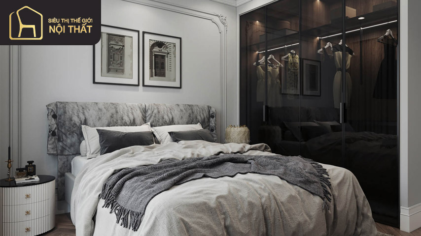 Phòng ngủ đẹp dành cho nam gam màu xám tạo nên không gian hoàn hảo