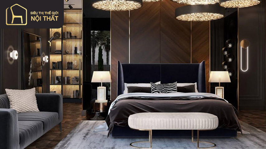 Mẫu phòng ngủ màu đen lôi cuốn dành cho nam được nhiều người yêu thích