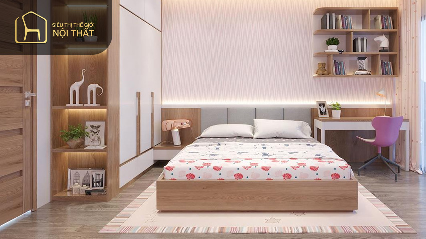 30+ Mẫu thiết kế phòng ngủ 20m2 đẹp, hiện đại, độc đáo 2023 9 Phòng ngủ 20m2 cho bé gái khi thiết kế cần phải dự vào sở thích của trẻ