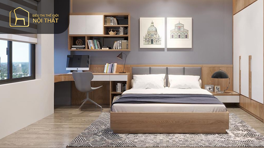 30+ Mẫu thiết kế phòng ngủ 20m2 đẹp, hiện đại, độc đáo 2023 12 Thiết kế phòng ngủ cho 2 vợ chồng theo phong cách hiện đại đem đến sự tiện nghi