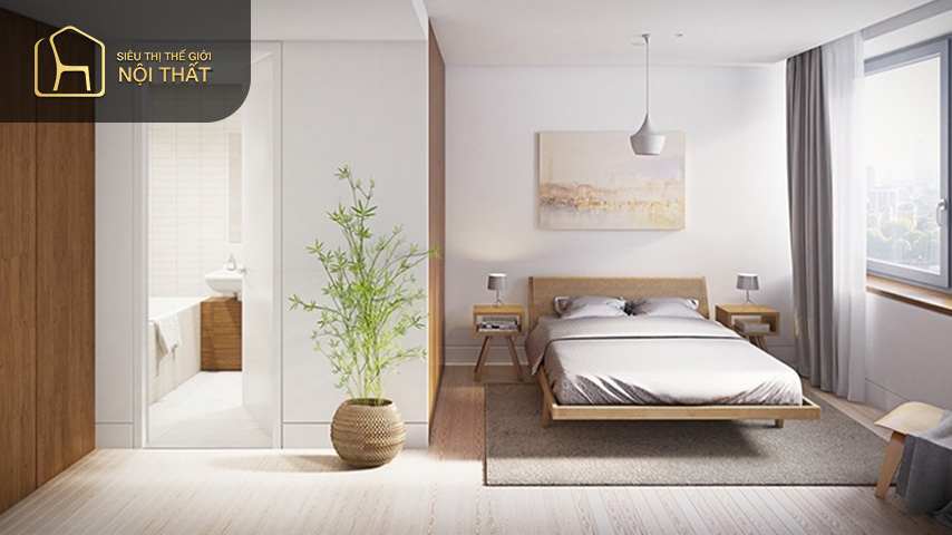 30+ Mẫu thiết kế phòng ngủ 20m2 đẹp, hiện đại, độc đáo 2023 15 Thiết kế WC trong phòng nên hạn chế những đồ nội thất không cần thiết để căn phòng trông rộng và thoáng hơn