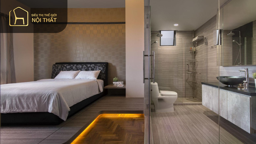 30+ Mẫu thiết kế phòng ngủ 20m2 có toilet khép kín, tiện nghi, hợp phong thủy 11 Thiết kế phòng ngủ có nhà vệ sinh với hiệu ứng trang trí đẹp mắt