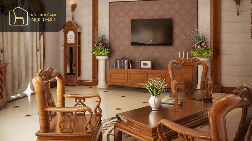 Thiết kế phòng khách bằng gỗ với sự kết hợp giữa màu đen huyền bí, màu nâu sẫm ấm áp và màu trắng tinh khô mang đến không gian sang trọng, tiện nghi và cuốn hút Thiết kế phòng khách bằng gỗ với sự kết hợp giữa màu đen huyền bí, màu nâu sẫm ấm áp và màu trắng tinh khô mang đến không gian sang trọng, tiện nghi và cuốn hút