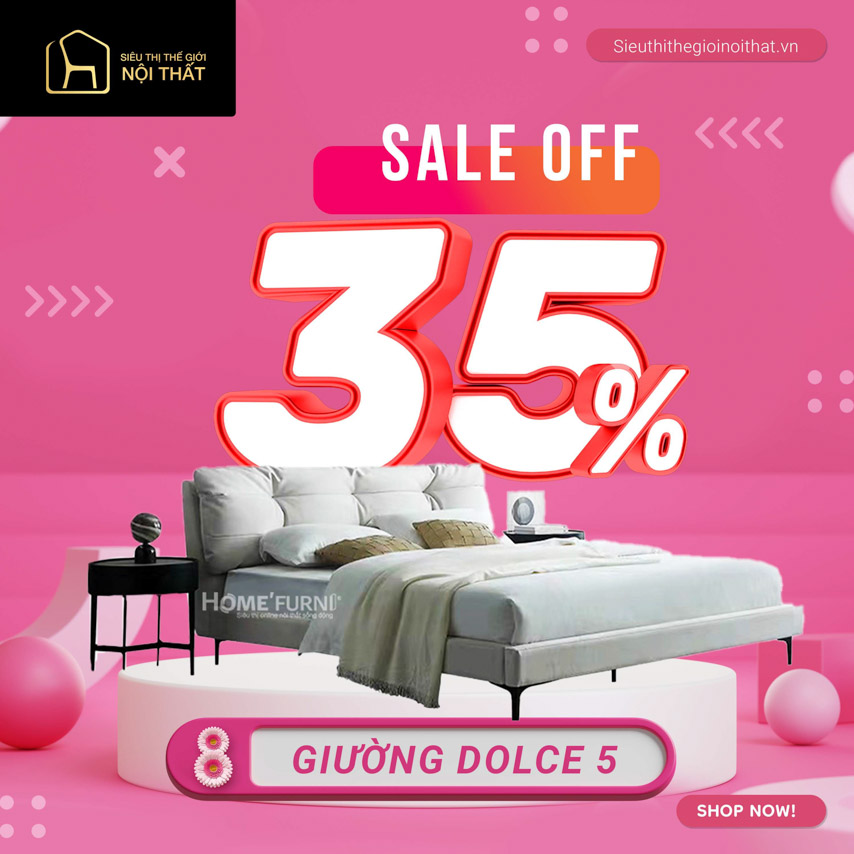 8/3 Ngày của “nàng” - Tặng ngàn ưu đãi 2 Giường DOLCE 5 - 1.8m sử dụng chất liệu bền bỉ và đẹp