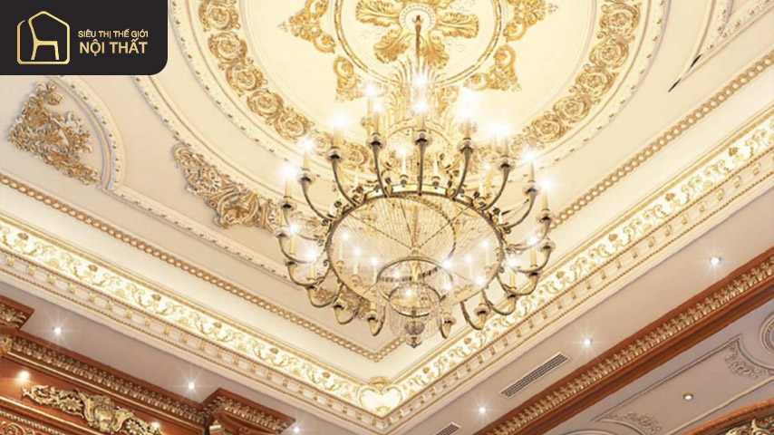 Mẫu trần thạch cao đẹp kết hợp với phào chỉ bằng nhựa PU để trang trí Mẫu trần thạch cao đẹp kết hợp với phào chỉ bằng nhựa PU để trang trí