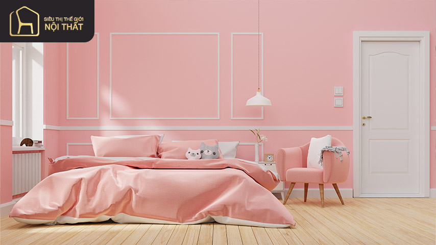 Thiết kế phòng ngủ đẹp cho nữ màu trắng nổi bật 2 Phòng ngủ màu trắng hồng luôn là sự lựa chọn lý tưởng của các bạn nữ