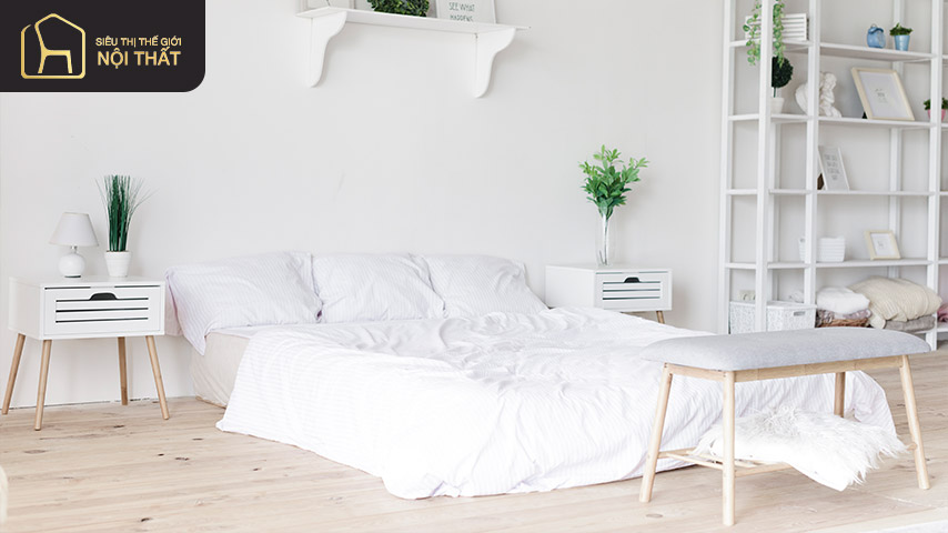 Thiết kế phòng ngủ đẹp cho nữ màu trắng nổi bật 3 Phòng ngủ màu trắng tối giản mang đến cảm giác thư giãn, thoải mái cho bạn