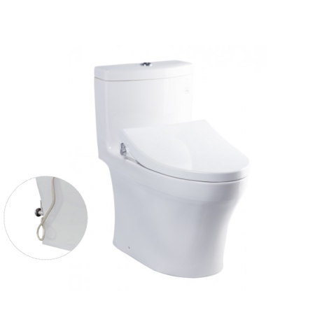 Bàn cầu một khối, nắp đóng êm kèm vòi rửa nước lạnh TCW1211A