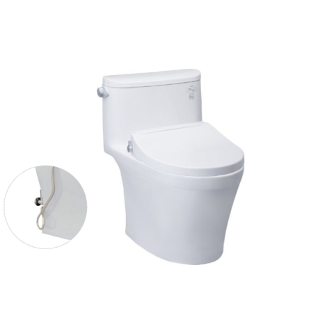 Bàn cầu một khối, nắp đóng êm kèm vòi rửa nước lạnh TCW07S