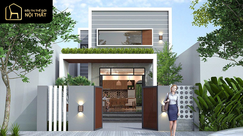 Mặt tiền nhà cấp 4 gác lửng hiện đại Mặt tiền nhà cấp 4 gác lửng hiện đại