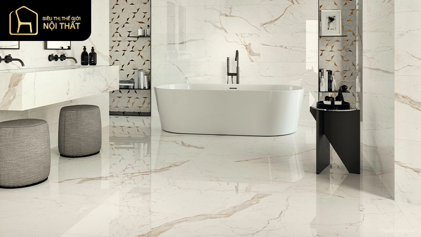 Tổng hợp những mẫu gạch lát nhà tắm chống trơn hot nhất năm 2023 7 Gạch lát nền bề mặt bóng, định hình giúp thoát nước dễ dàng