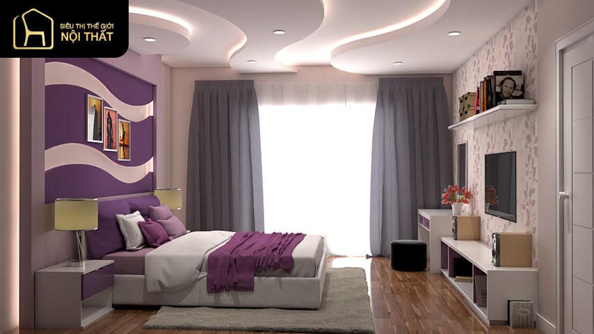 Tuyển tập các mẫu trần thạch cao phòng ngủ đẹp, hiện đại nhất 2023 2 Mẫu trần thạch cao phòng ngủ kiểu dáng độc đáo, nhẹ nhàng