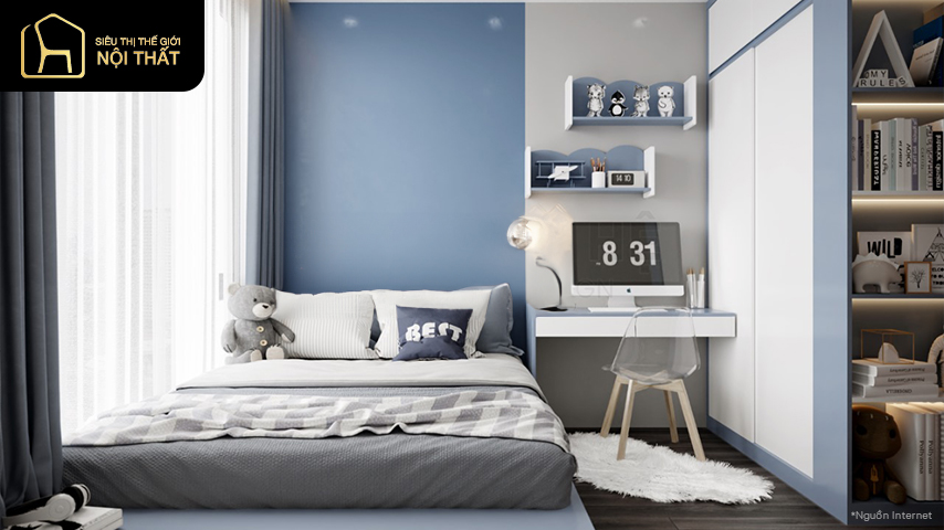 Tổng hợp những mẫu phòng ngủ đẹp cho nữ màu xanh hot nhất 8 Phòng ngủ đẹp cho nữ với tông màu xanh xám