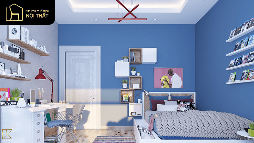 Tổng hợp những mẫu phòng ngủ đẹp cho nữ màu xanh hot nhất 6 Mẫu phòng ngủ màu xanh ghi đẹp cho nữ