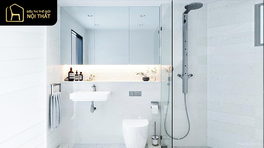 Những mẫu thiết kế phòng tắm nhỏ cực hiện đại và tiện nghi 17 Mẫu thiết kế nhà tắm nhỏ hẹp sử dụng vách ngăn kính