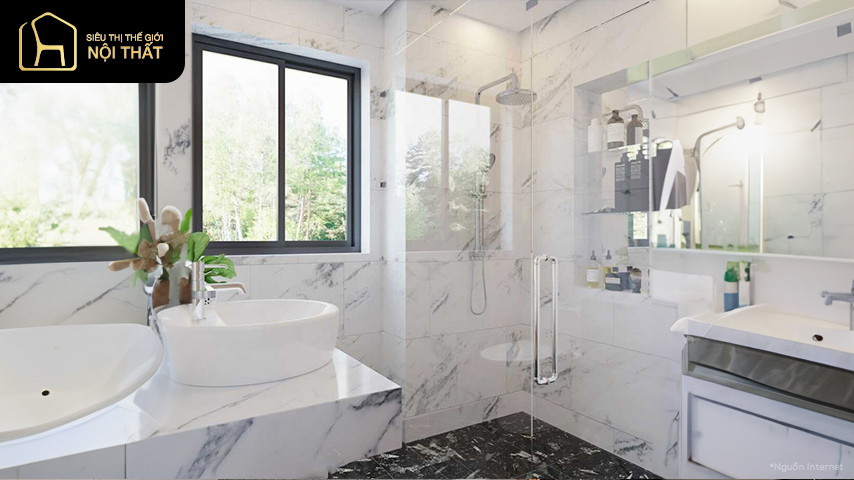 Những mẫu thiết kế phòng tắm nhỏ cực hiện đại và tiện nghi 7 Điểm nổi bật của phòng tắm này chính là cửa sổ giúp đón ánh sáng tự nhiên