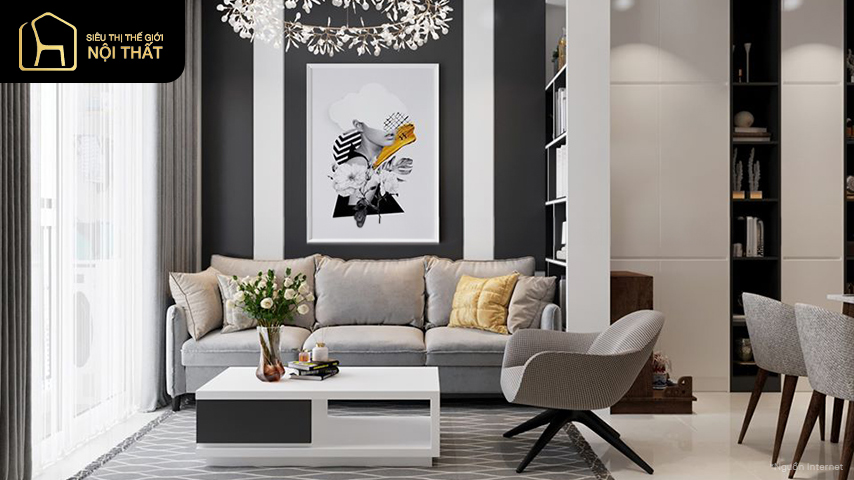 thiết kế nội thất căn hộ tông trắng đen thiết kế nội thất căn hộ tông trắng đen