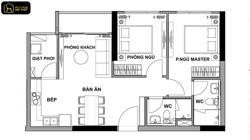 1 số mẫu bản vẽ thiết kế nội thất chung cư nhỏ đẹp 2 Bản vẽ thiết kế nội thất 2D