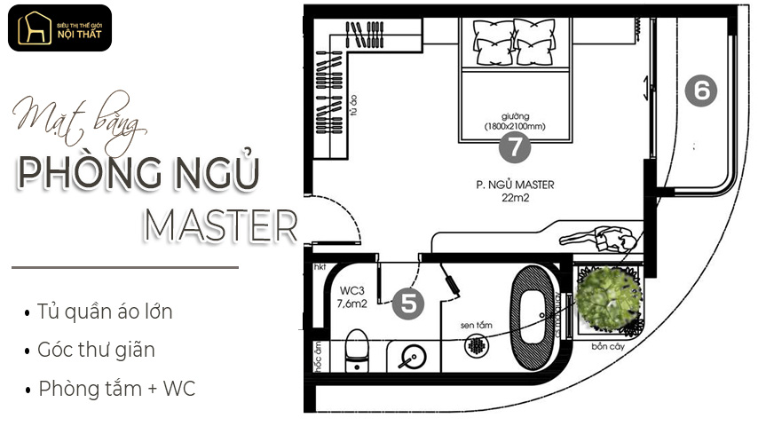 Thiết kế phòng ngủ master