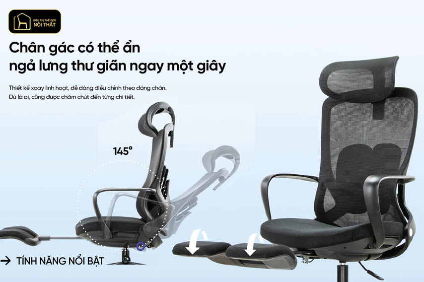 ghế văn phòng có gác chân