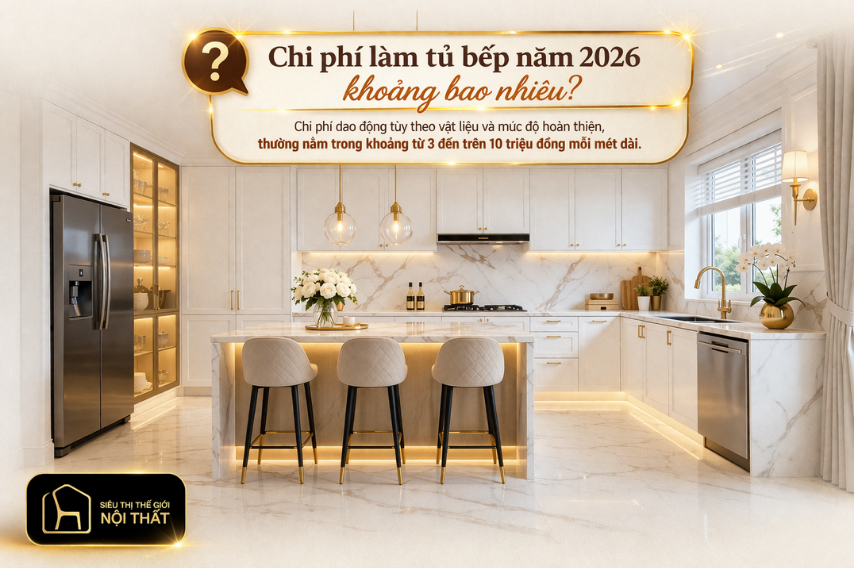 Xu hướng thiết kế tủ bếp 2026: Giải pháp tối ưu cho không gian bếp hiện đại