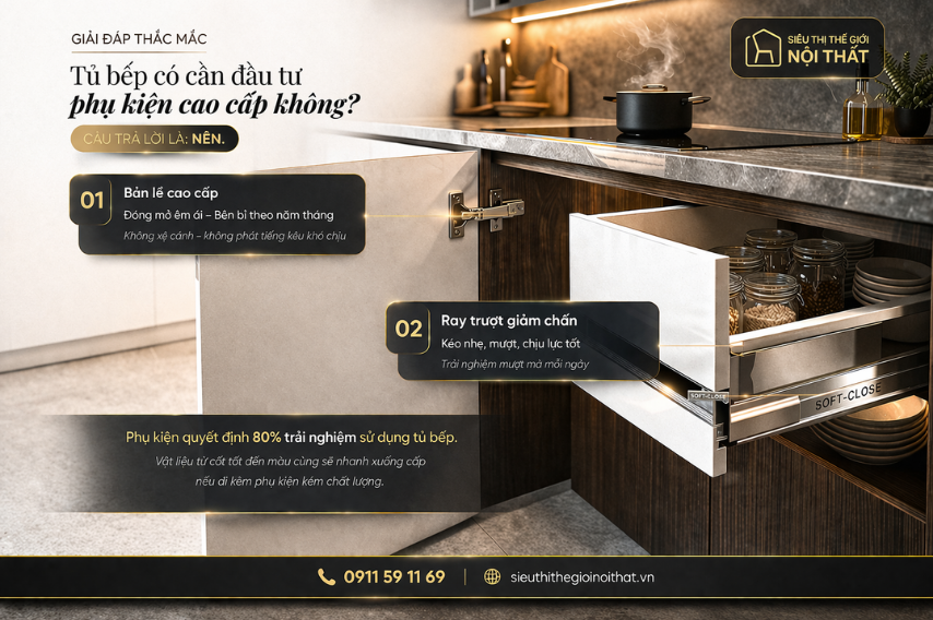 Xu hướng thiết kế tủ bếp 2026: Giải pháp tối ưu cho không gian bếp hiện đại