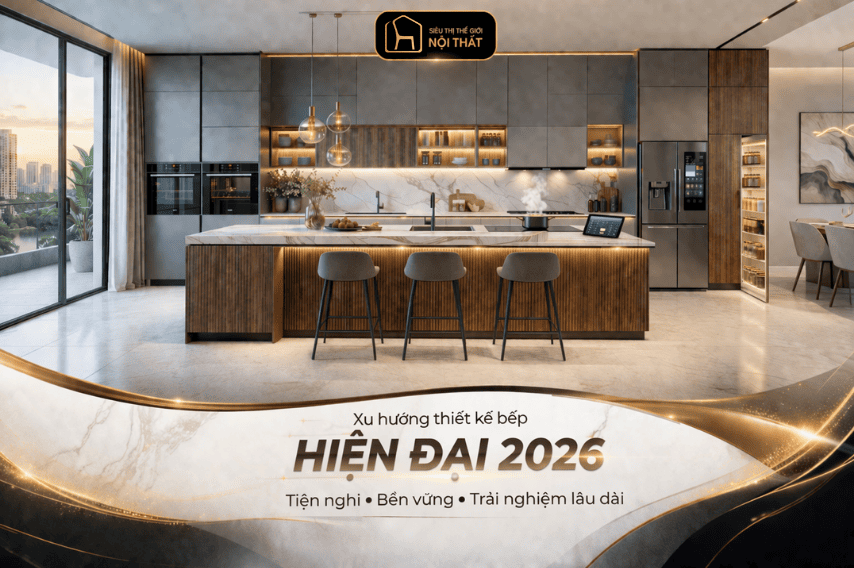 Xu hướng thiết kế tủ bếp 2026: Giải pháp tối ưu cho không gian bếp hiện đại