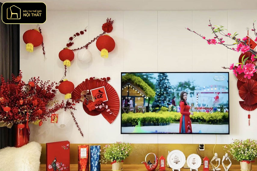 Cách trang trí phòng ngày Tết - Hãy giữ góc nhìn chính của căn phòng luôn thông thoáng, sạch sẽ để năng lượng tích cực dễ lưu thông.