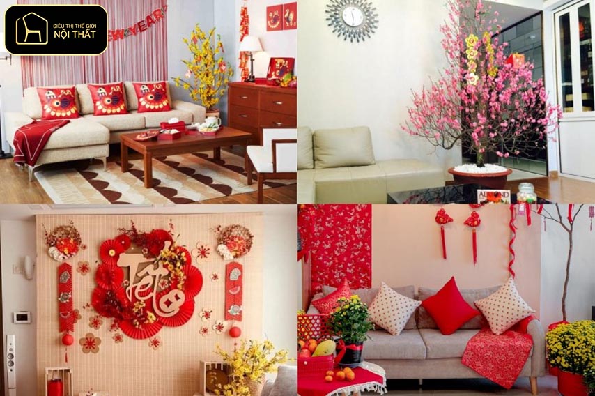 Cách trang trí phòng ngày Tết - Khi xác định trước phong cách và màu sắc chính, không gian sẽ hài hòa, tránh rối mắt và tiết kiệm chi phí.