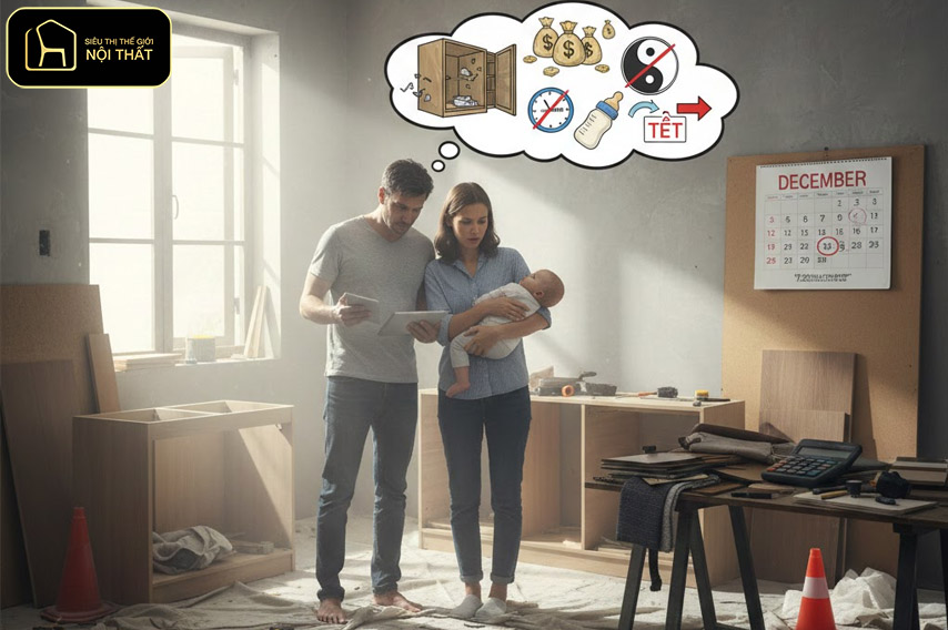 Nên làm nội thất trước Tết hay sau Tết - Việc chọn làm nội thất trước Tết hay sau Tết thường khiến gia chủ đau đầu