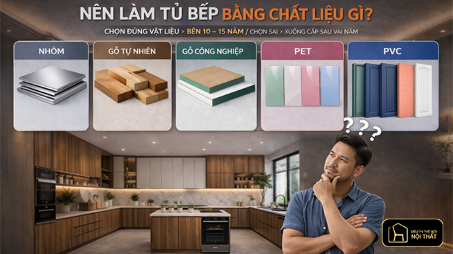 Nên làm tủ bếp bằng chất liệu gì?