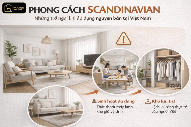 phong cách Scandinavian ưu tiên màu sáng và tối giản