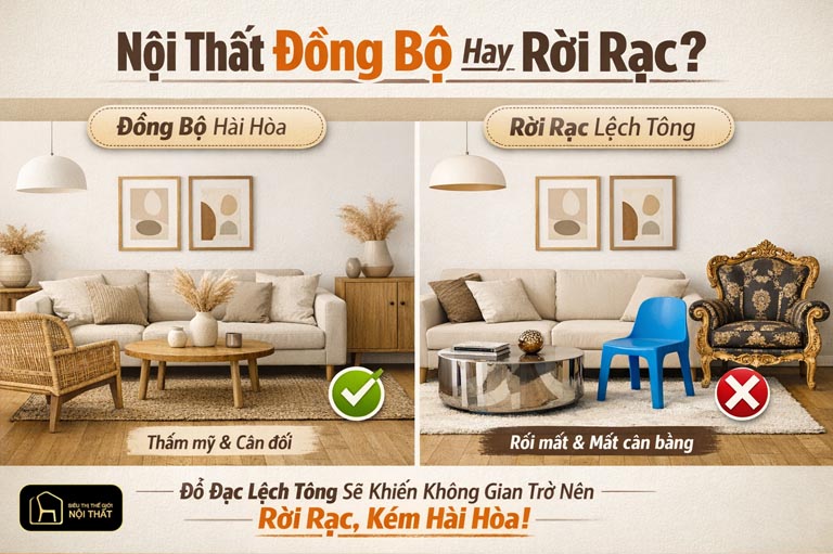 nên chọn nội thất đồng bộ ay rời rạc