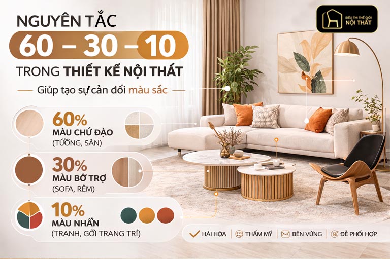Nguyên tắc 60–30–10 trong thiết kế nội thất