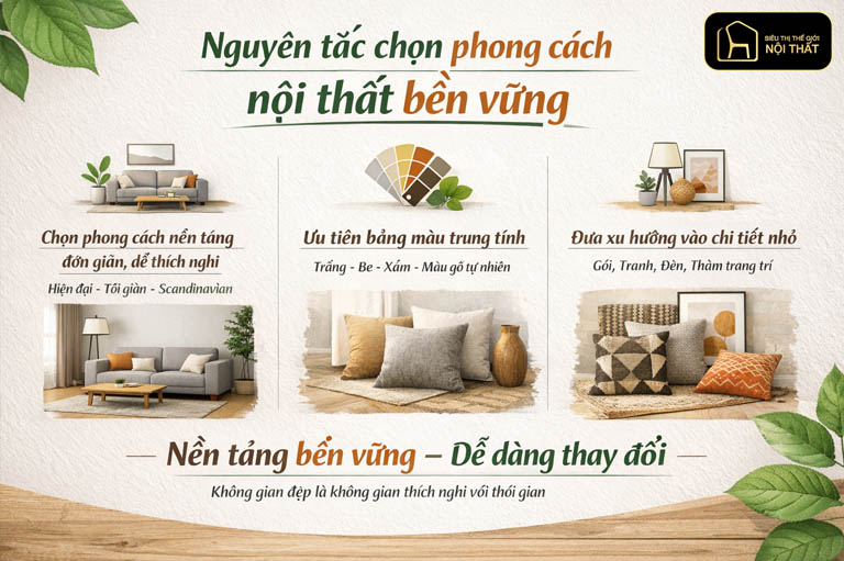 Nguyên tắc chọn phong cách nội thất bền vững