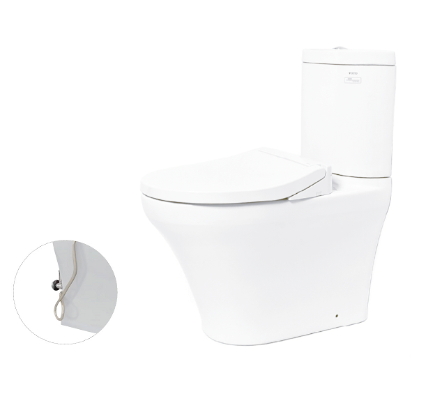 Bàn cầu hai khối, nắp đóng êm kèm vòi rửa nước lạnh TCW07S