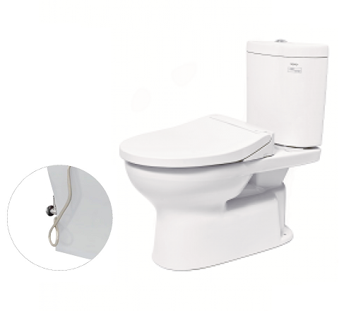 Bàn cầu hai khối, nắp đóng êm kèm vòi rửa nước lạnh TCW07S