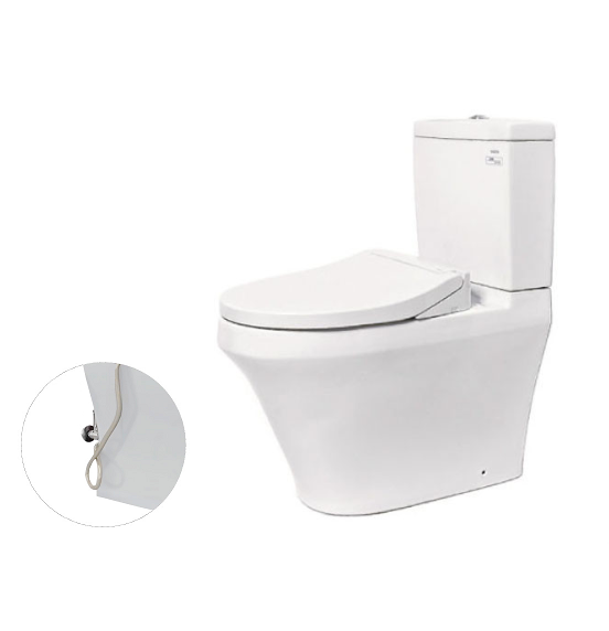 Bàn cầu hai khối, nắp đóng êm kèm vòi rửa nước lạnh TCW07S
