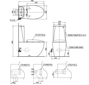 Bàn cầu hai khối LP Series, nắp đóng êm TC811SJ - Ảnh 2