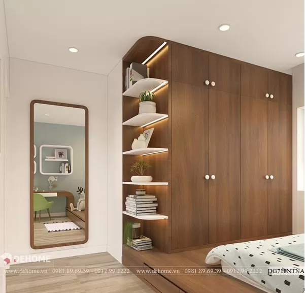 Gương Soi Toàn Thân Khung Gỗ Cao Cấp Nâu Tự Nhiên DG718.NTNA