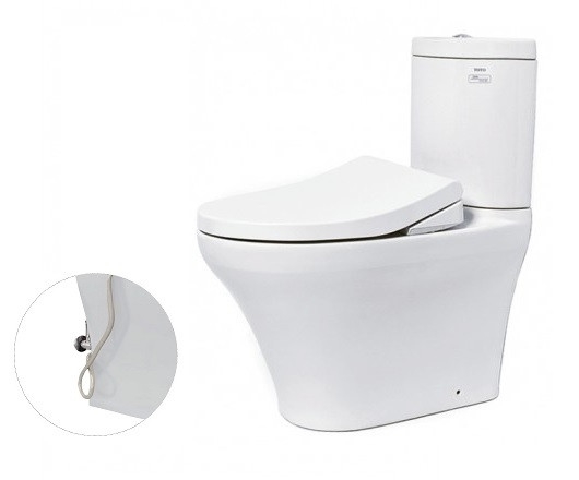 Bàn cầu hai khối, nắp đóng êm kèm vòi rửa nước lạnh TCW1211A