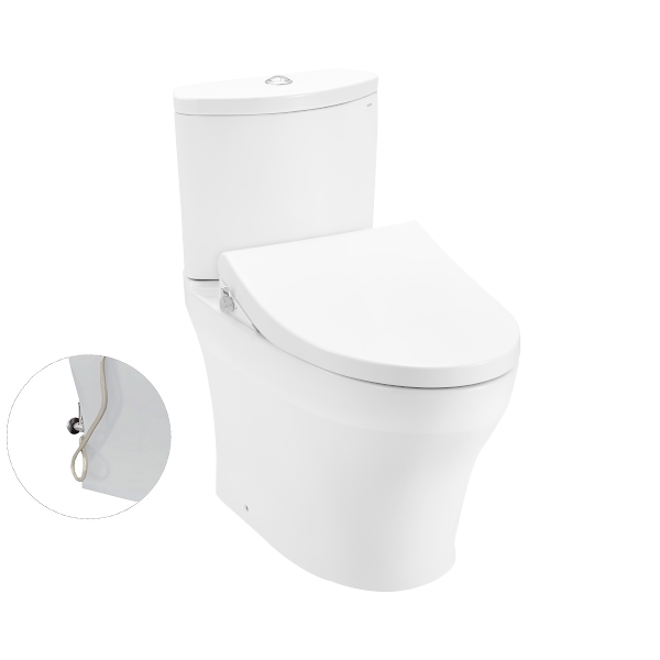 Bàn cầu hai khối, nắp đóng êm kèm vòi rửa nước lạnh TCW1211A