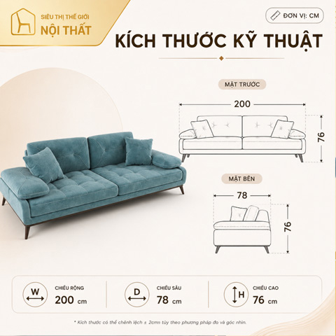 Alternative view of Sofa băng 3 Seaman (ko gồm gối)