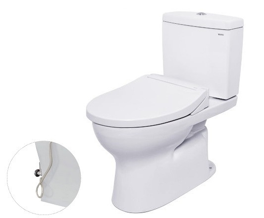 Bàn cầu toilet hai khối, nắp đóng êm kèm vòi rửa nước lạnh TCW07S